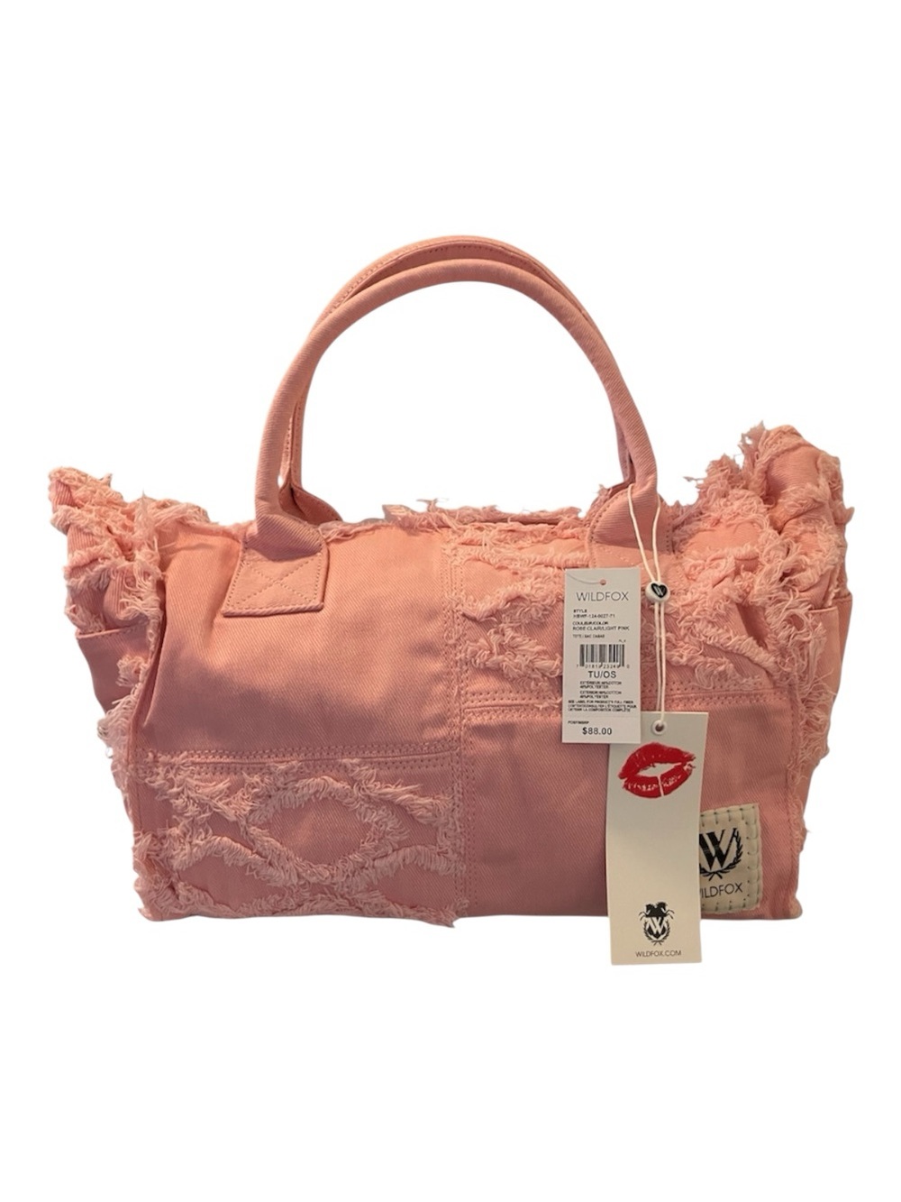 Wildfox Coral Pink Frayed Tote Bag